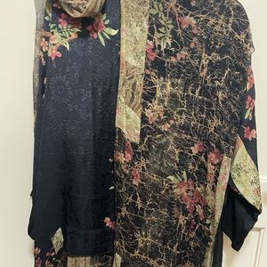 Citron Silk floral print 100 Silk , floral print embroidery land button $368